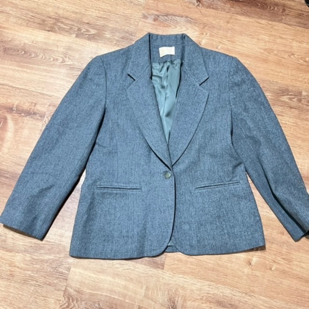 Pendleton Gray Wool Blazer With One Button No Poc… - image 1